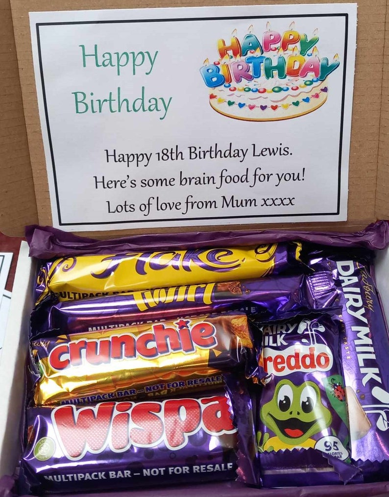 Personalised Cadbury Chocolate Bar Sweet Gift Box Hamper Selection Confectionary Birthday Valentine Day Bouquet Treat Present Surprise Party Small