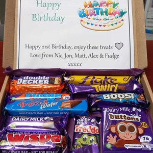 Personalised Cadbury Chocolate Bar Sweet Gift Box Hamper Selection Confectionary Birthday Valentine Day Bouquet Treat Present Surprise Party Standard