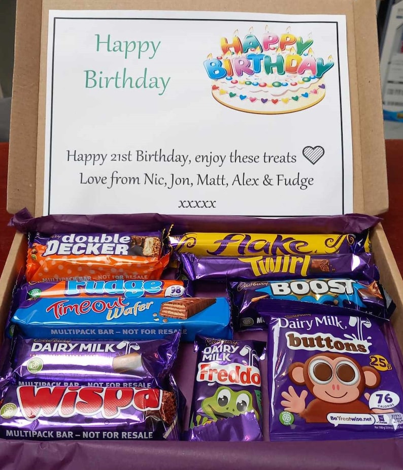 Personalised Cadbury Chocolate Bar Sweet Gift Box Hamper Selection Confectionary Birthday Valentine Day Bouquet Treat Present Surprise Party Standard