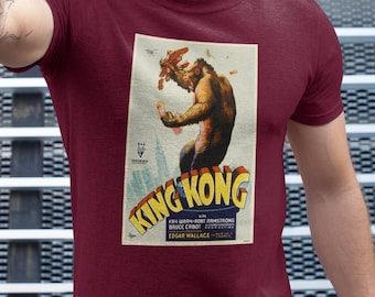 King Kong 1933 Movie Poster T-Shirt – Retro Movie Poster Graphic – King of the Jungle Tee – Unisex Classic Fit