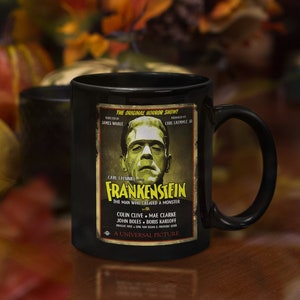Frankenstein Retro Distressed Edge Movie Poster Mug, Frankenstein Mug, Frankenstein Mug, Frankenstein Lover, Frankenstein Monster Gift