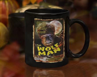 The Wolf Man Retro Distressed Edge Movie Poster Mug, Wolf Man Mug, The Wolf Man Coffee Mug, Wolfman Gift, Universal Movie Monster