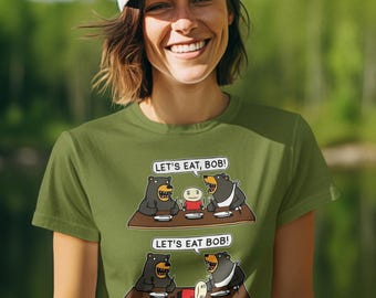 Funny Graphic Bear T Shirt "Commas Save Lives"