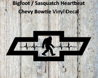 Bigfoot/Sasquatch Heartbeat Chevy Vinyl Decal
