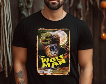 The Wolf Man Retro Distressed Edge Movie Poster T Shirt, Wolfman T Shirt, Classic Movie Monster T-Shirt, Universal Monster Wolf Man Art