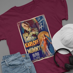 Retro The Mummy T-Shirt – Distressed Movie Poster Graphic Tee, Classic Horror Shirt, Perfect Gift for Monster Fans