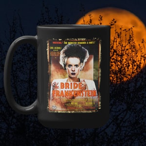 The Bride of Frankenstein Retro Distressed Edge Movie Poster Mug, Bride of Frankenstein Mug, Frankenstein Mug, Bride of Frankenstein Gift