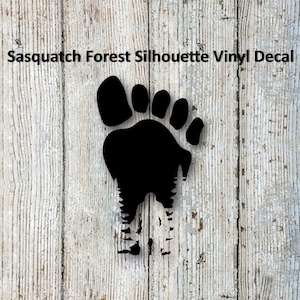 Bigfoot/Sasquatch "Forest Silhouette in Footprint" Vinyl Decal