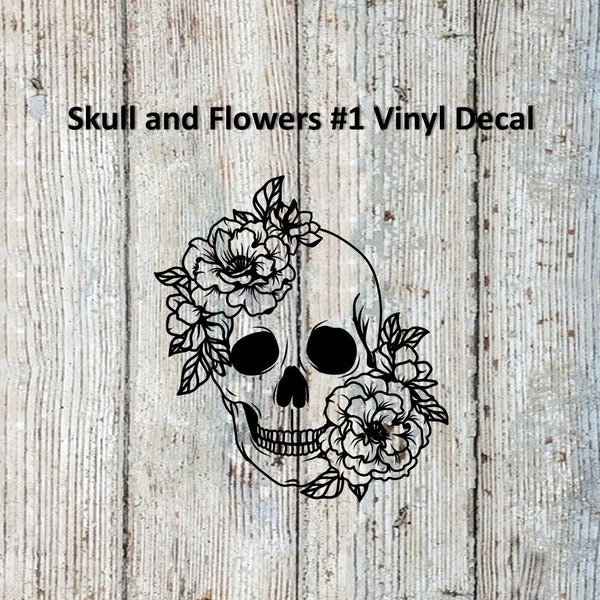 Skull and Flowers #1 Vinyl Decal