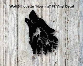 Wolf Silhouette "Howling" #2 Vinyl Decal