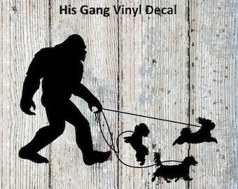 Bigfoot/Sasquatch Walking The Gang Vinyl Decal