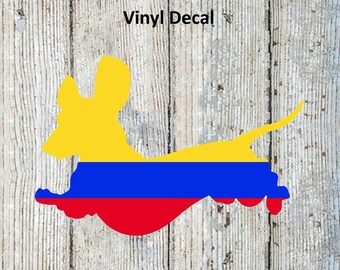 Columbian Flag Dachshund Vinyl Decal
