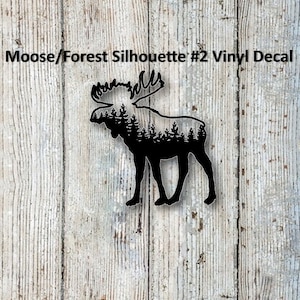 Moose Silhouette "Moose/Forest" #2 Vinyl Decal