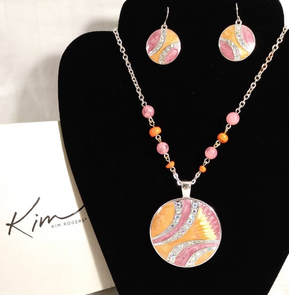 Kim Rogers Rhinestone and Enamel Jewelry Set Boxed