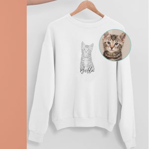 Aangepast huisdier sweatshirt, huisdierfoto + naam aangepast sweatshirt, gepersonaliseerd aangepast sweatshirt met ronde hals, Thanksgiving-cadeaus, kerstcadeaus