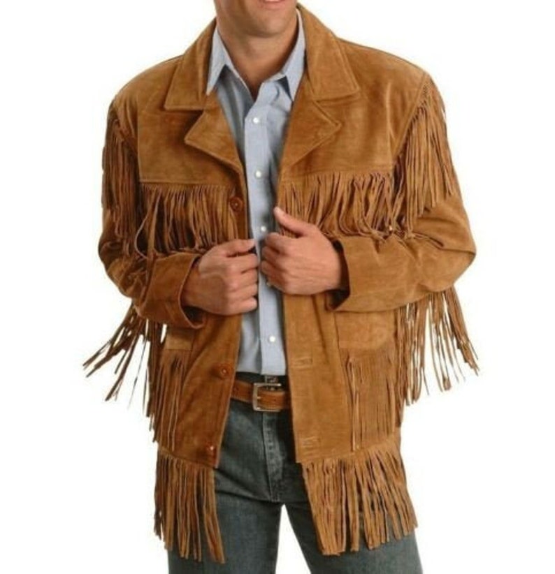 Men's Traditional Western Cowboy Buckskin Leather Jacket Etsy
