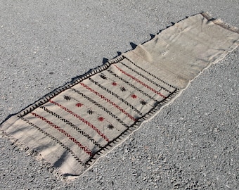 Tribal kelimloper, vintage wollen Anatolisch tapijt (1,7 x 7,2 ft)