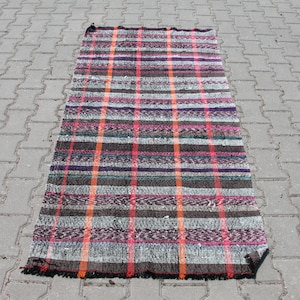 Handmade Vintage Rug, 3.0 x 6.2 ft Rug, Cotton Rag Rug, Tribal Kilim Rug, Turkish Kilim Rug, Ethnic Kilim, Old Anatolian Kilim, Boho Rug