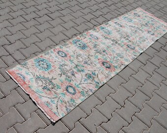 Kelimloper met bloemen, Turks wollen traptapijt, etnisch boho-decor