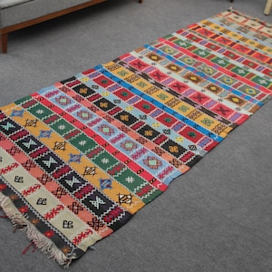 Boho Türkischer Kelim Teppich, Handgeknüpfter Vintage Teppich, Anatolischer Kelim Teppich, Türkischer Kelim Teppich