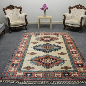 Pink Oushak Rug, 5.6 x 8.0 ft Rug, Living Room Rug, Bohemian Area Rug, Vintage Turkish Rug, Pink And Beige Rug, Oriental Rug, Eclectic Rug