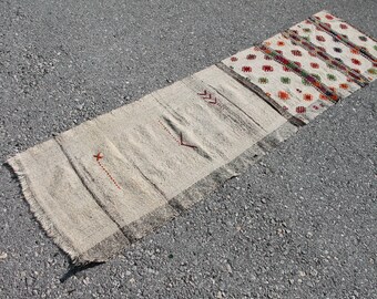 Vintage Turkish Kilim Runner Rug, Tribal Boho Hallway Decor