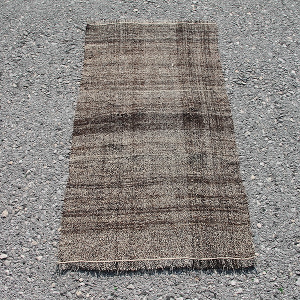 Brown Hemp Kilim, 2.1 x 3.7 ft Rug, Wool Kilim Rug, Anatolian Kilim, Modern Boho Rug, Small Area Rug, Turkish Kilim Rug, Tribal Kilim Rug