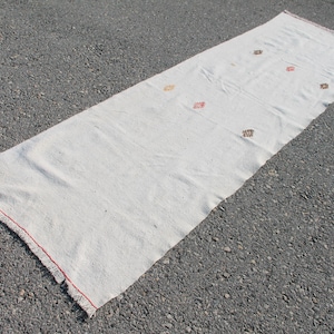 White Kilim Runner, 2.8 x 9.3 ft Rug, Handmade Turkish Rug, Boho Decor Rug, Vintage Kilim Runner, Handwoven Rug, Old Rug, Wool Rug