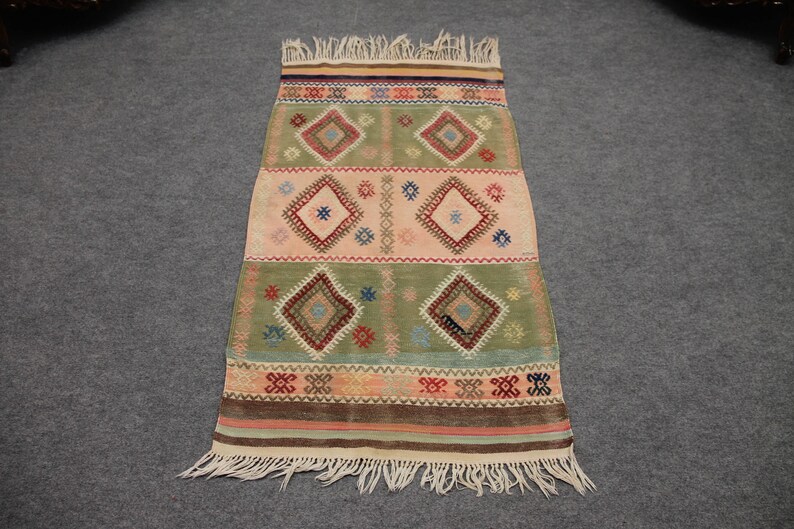 Tribal Kilim Rug, 2.3 x 4.2 ft Rug, Wool Handmade Rug, Vintage Area Rug, Turkish Kilim, shops Bohemian Rug, Living Room Rug, Southwestern Kilim