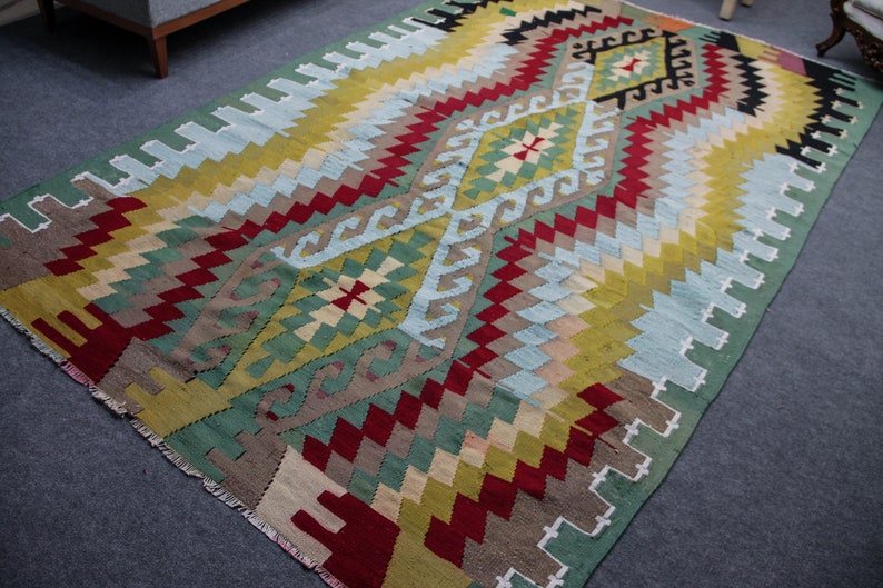 Boho Kilim Rug, 6.7 X 10.3 Ft Rug, Vintage Kilim Rug, Large Kilim Rug