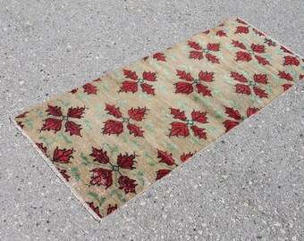 Vintage Turkish Wool Runner Rug, Brown Oushak, Southwestern Decor (2.1 x 5.3 ft)