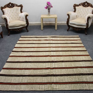 Vintage Striped Kilim, 5.9 x 7.0 ft Rug, Turkish Kilim Rug, Gray Kilim Rug, Boho Decor Rug, Rustic Area Rug, Tribal Rug, Ethnic Rug, Old Rug