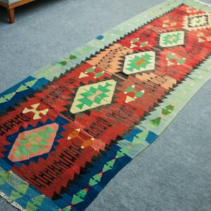 Turkish Kilim Runner, 3.8 x 10.8 ft Rug, Handmade Rug, Oversize Kilim Runner, Hallway Rug, Vintage Rug, Boho Rug, Rustic Rug, Anatolian Rug