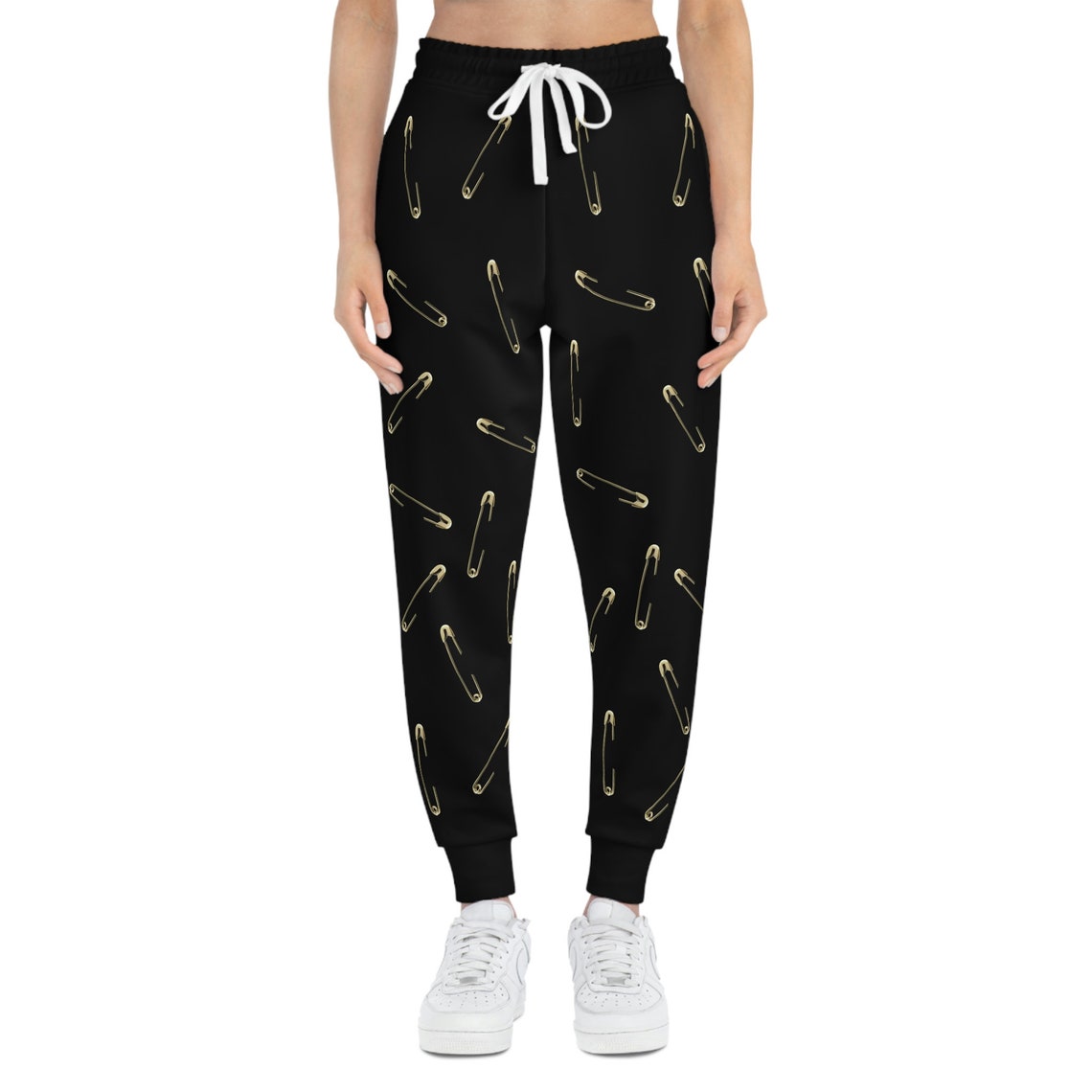 Safety Pin Pants Women's Athletic Joggers Sport Pants Black Sweat Pants