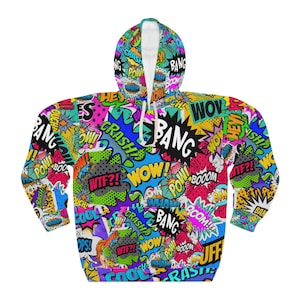 Unisex Comic Buch Hoodie Comic Art Hoodie Comic Liebhaber Pop Art Hoodie Unisex Retro Hoodie Vintage Hoodie Comic Print Full Hoodie Lustiges Geschenk