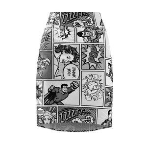 Comic Books Skirt Comic Print Skirt Cool Pop Art Skirt Comic Book Super Hero Skirt Cartoon Pop Art Skirt Comic Book Print Bomber Skirt