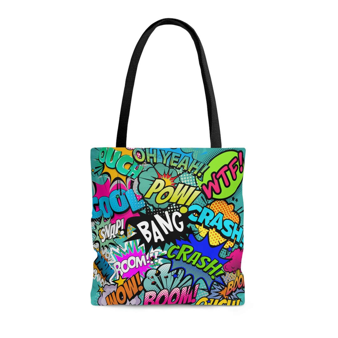 Comic Book Tote Bag Comic Art Bag Comic Lover Tote Bag Pop Art AOP Tote