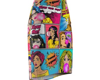 Gonna di fumetti Arte dei fumetti Gonna amante dei fumetti Gonna pop art  Gonna retrò Gonna vintage Gonna intera con stampa di fumetti Regalo