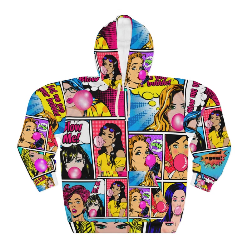 Womens Comic Book Hoodie Comic Art Hoodie Comic Lover Pop Art Hoodie Womens Retro Hoodie Vintage Hoodie Comic Print Full Hoodie Funny Gift