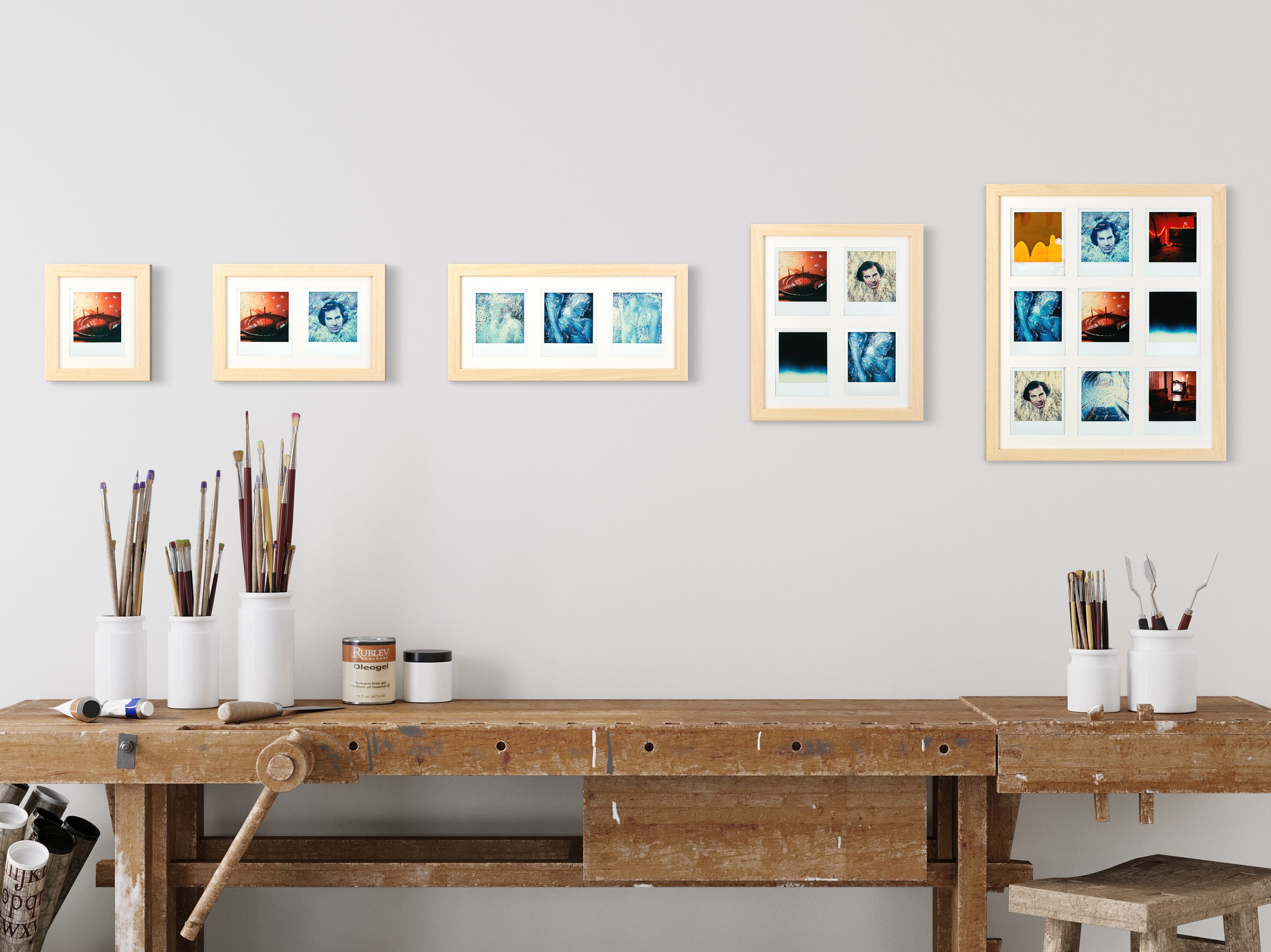 Picture Frame (natural/white) for 1, 2, 3, 4, or 9 Polaroid 600