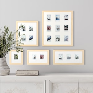 Instax Mini Bilderrahmen (natur/weiß) für 1,2,3,4, oder 9 Sofortbilder (mit Museumsglas und Passepartout)
