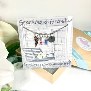 Grandma & Grandpa in Heaven, memorial necklace, angel wing necklace, grief gift, remembrance gift