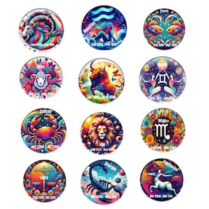 Zodiac Sign Drink Coaster Set, Unique Horoscope Coasters for Astrology Lovers, Astrological Gift Set, Constellations Coasters