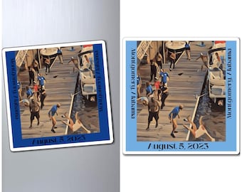 Montgomery Brawl Refrigerator Magnet Montgomery Alabama Magnet Souvenir Desk Magnet Gifted Alabama Riverfront Boat Fight Montgomery Keepsake