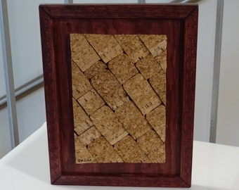 Fermalibro "Mosaico di sughero III su mogano", tappo per vino, unico