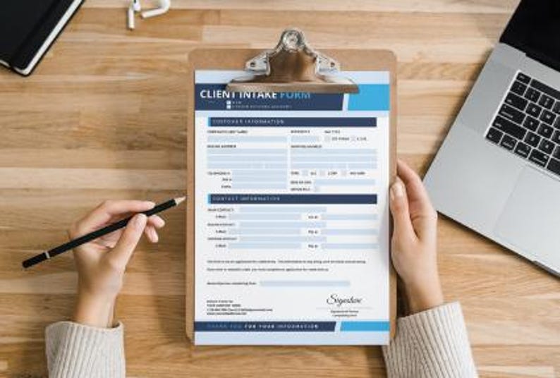 Client Intake Form, Fillable PDF Template for Small Business, Editable ...