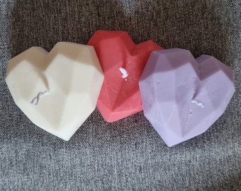 Heart Soy Candle, Valentine's candle, Handmade Decorative Candle,  Perfect Gift for Her or Him, Colours available, Wedding Favor