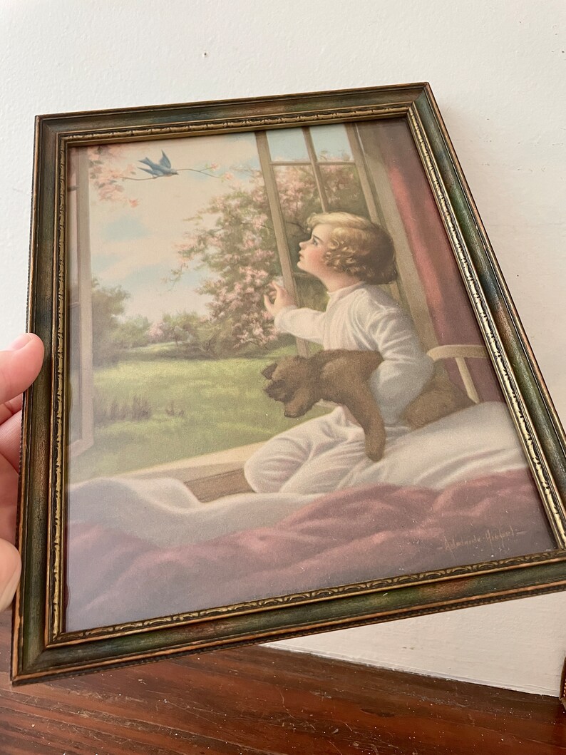 Vintage Framed Prints Adelaide Hiebel Bluebird Print Zula Etsy