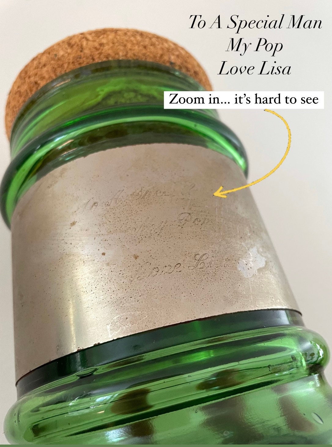 Vintage Green Glass Jar With Cork Lid and Metal Band Etsy