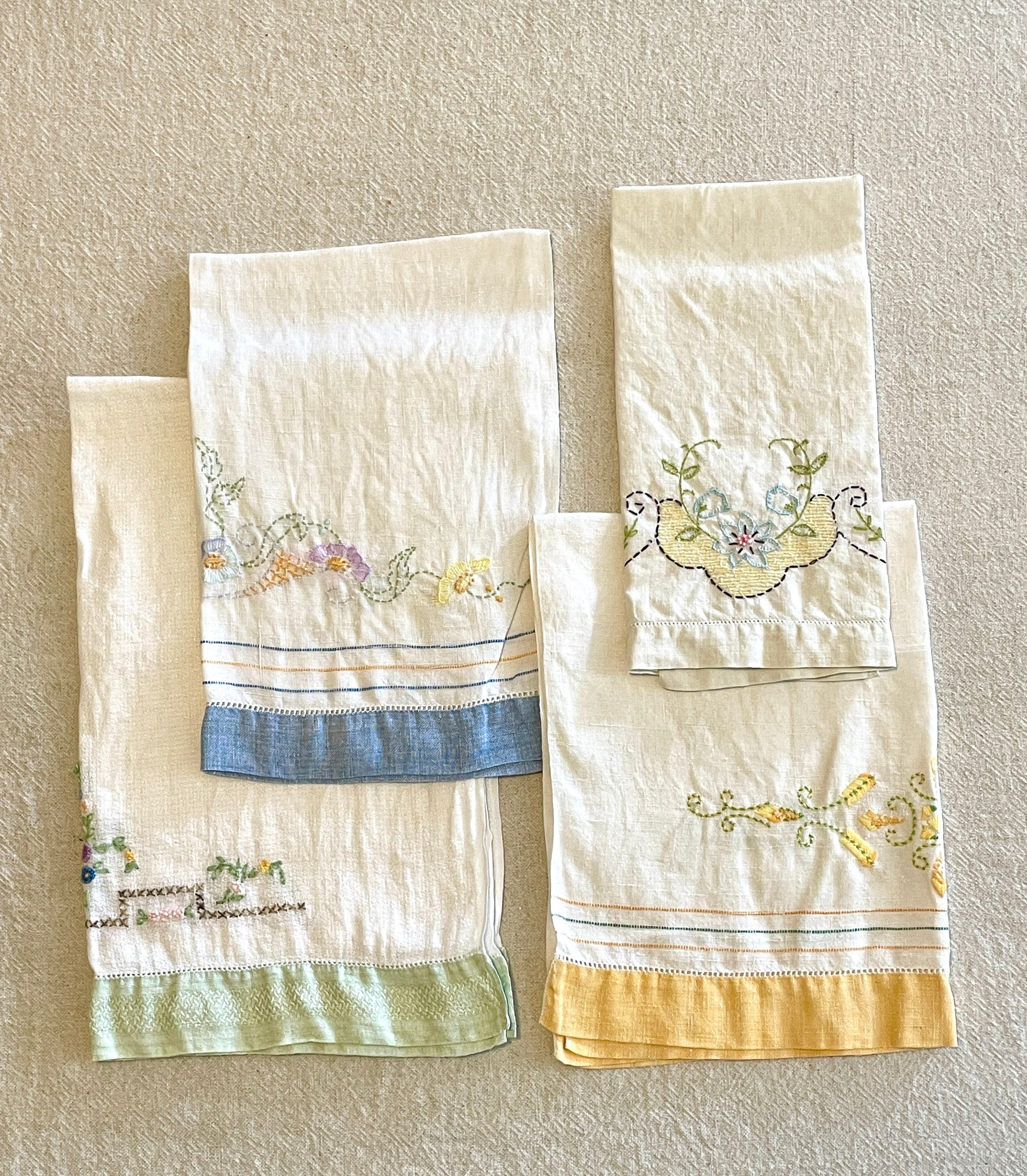 Linen Hand Towels Set of Vintage Hand Towels Guest Towels Etsy